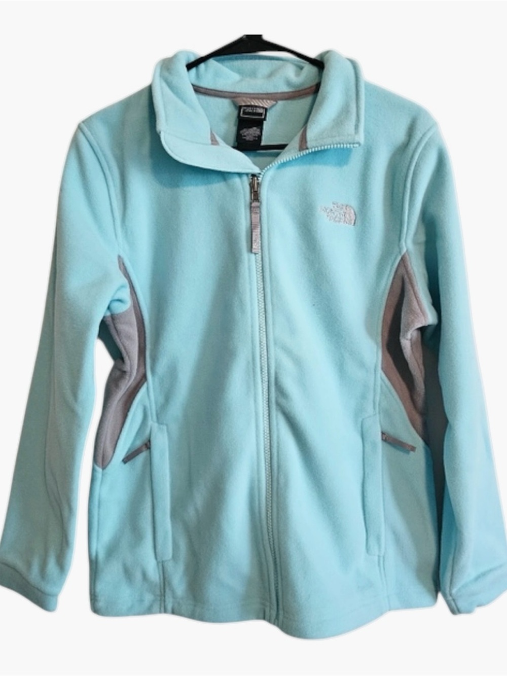 The north face athletic outdoor women’s micro fleece mint blue gray full zip L